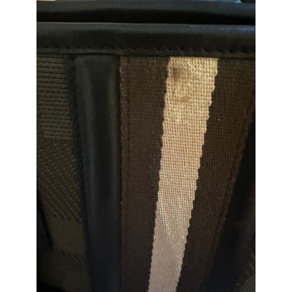 RARE BALLY GREEN W/ STRIPE TOTE W/LEATHER & SILVER HARDWARE/ CLOCHETTE - Picture 12 of 14